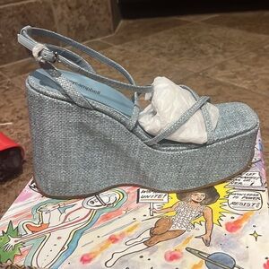 Jeffrey Campbell- Oliana Blue woven heels-size 10